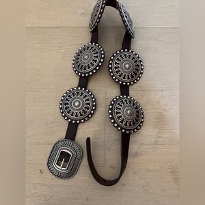 Western vintage leather & metal belt